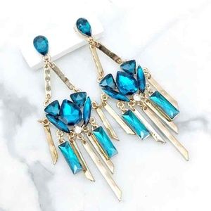 Cherryl's Jewelry - Teal Crystal & Hammered Gold Chandeliers Cherryl's Jewelry - Teal Crystal & Hammered Gold Chandeliers